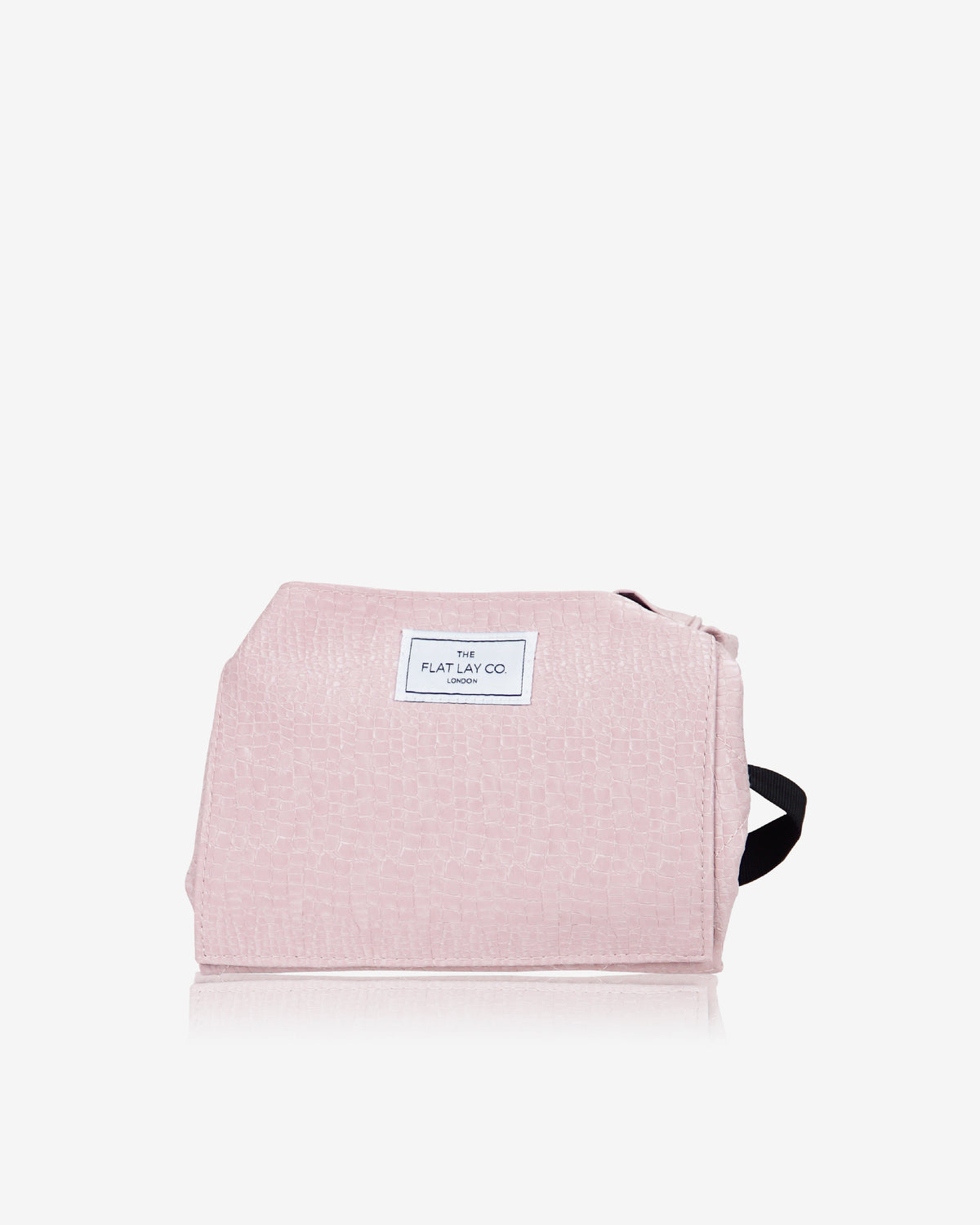 The Flat Lay Co. Drawstring Makeup Bag In Pink Croc