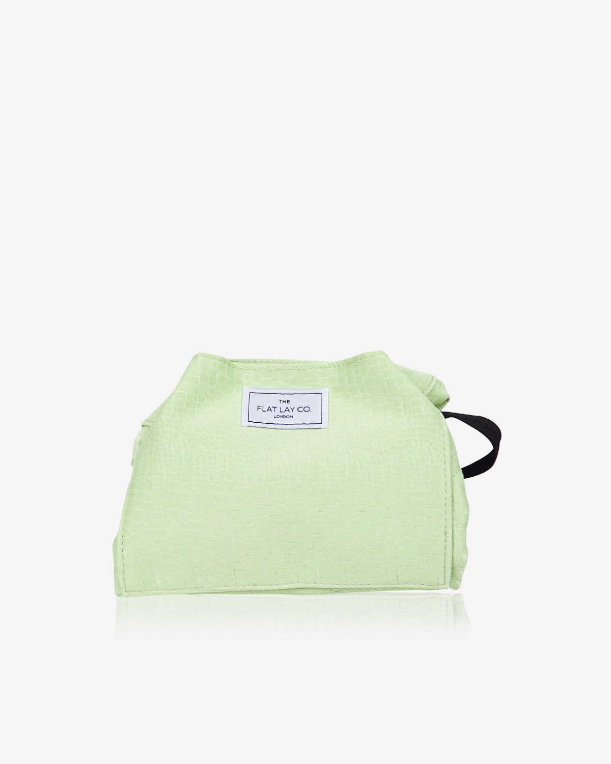 The Flat Lay Co. Drawstring Makeup Bag In Green Croc